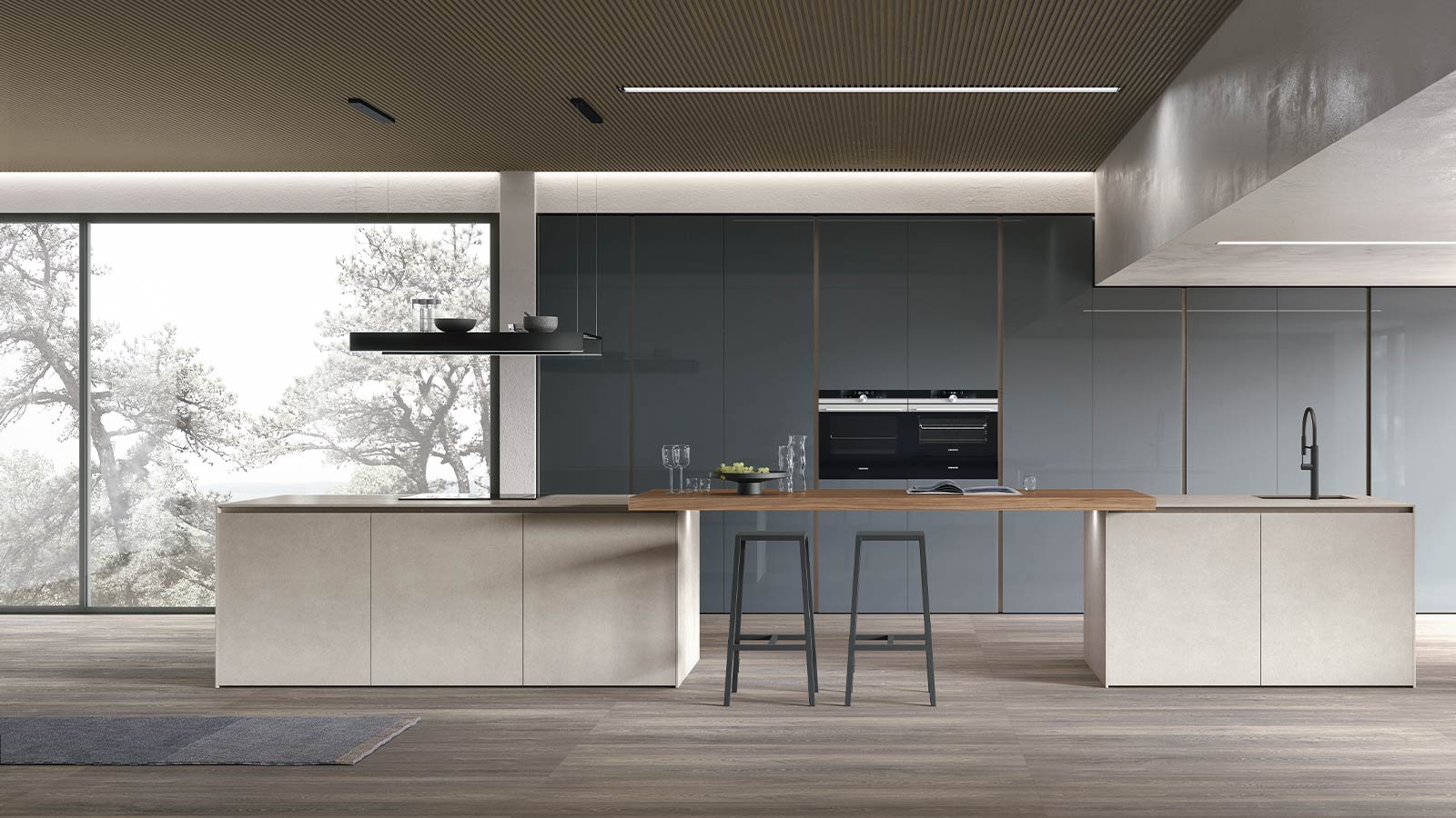 Cucina Stosa Moderna Aliant isola beige blu