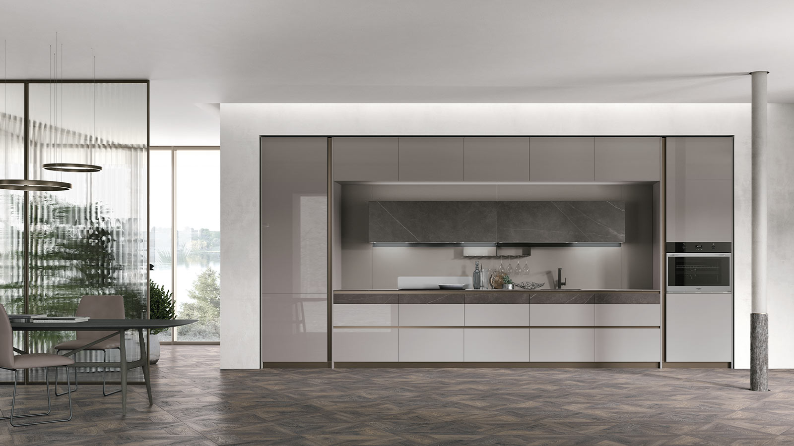 Cucina Stosa Moderna Aliant lineare grigio