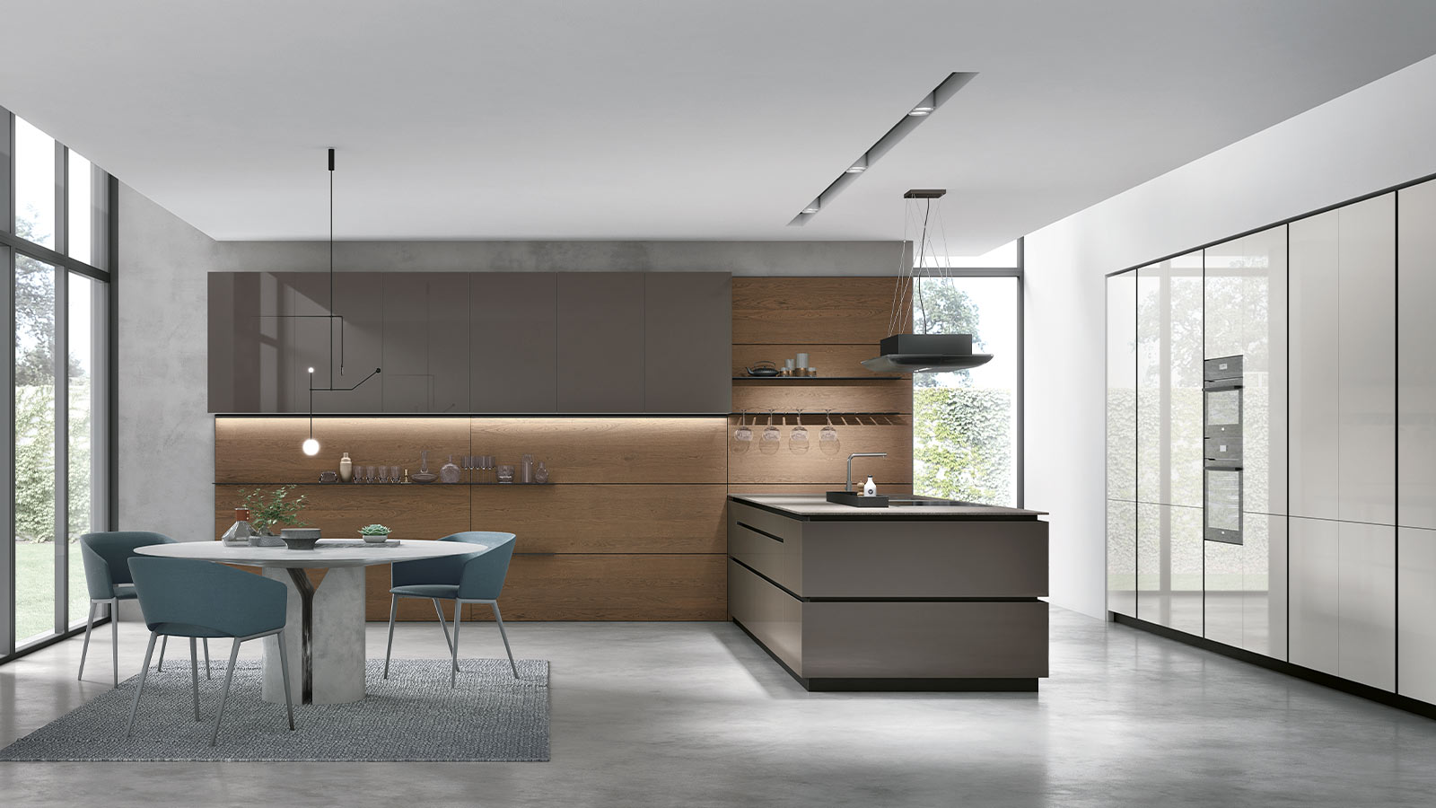Cucina Stosa Moderna Aliant penisola marrone legno