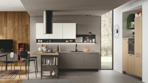 Cucina Stosa Moderna Kaya penisola tropea nobilitato smoke grey bianco soft